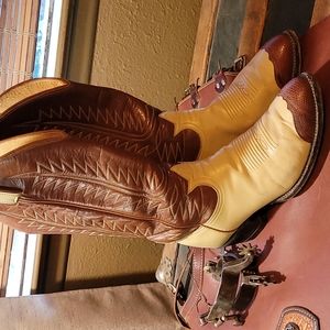 Tony Lama Western Boots, Reptile Toes, 9 1/2 D